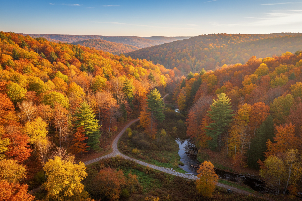 Genereaza o fotograhie pentru HERO cu peisaj de toamna si in care sa se vada si copaci